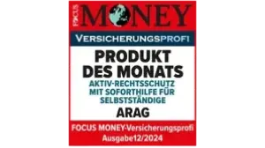 FOCUS-MONEY Produkt des Monats ARAG Aktiv-Rechtsschutz mit Soforthilfe für Selbstständige 2024