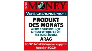 FOCUS-MONEY Produkt des Monats ARAG Aktiv-Rechtsschutz für Recht und Gewerbe 2024