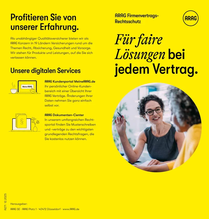 Erste Seite: ARAG Firmenvertrags-Rechtsschutz