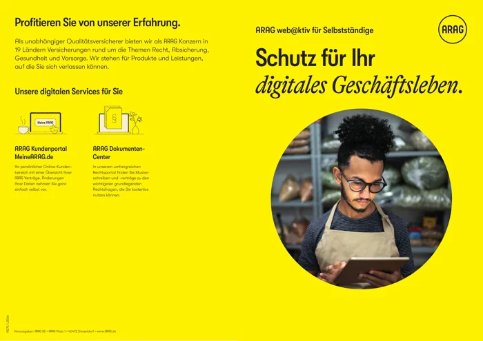 Erste Seite: ARAG web@ktiv für Selbstständige
