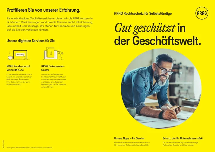 Titelseite: ARAG Rechtsschutz für Selbstständige