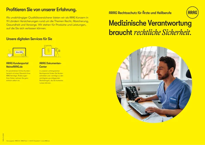 ARAG Broschüre Rechtsschutz für Ärzte und Heilberufe
