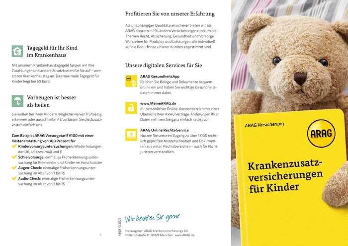 Erste Seite: ARAG Zusatzschutz und Vorsorge für Kinder
