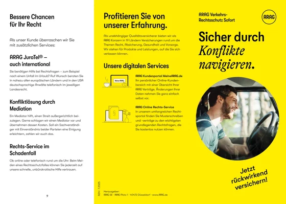 Erste Seite: ARAG Verkehrs-Rechtsschutz Sofort