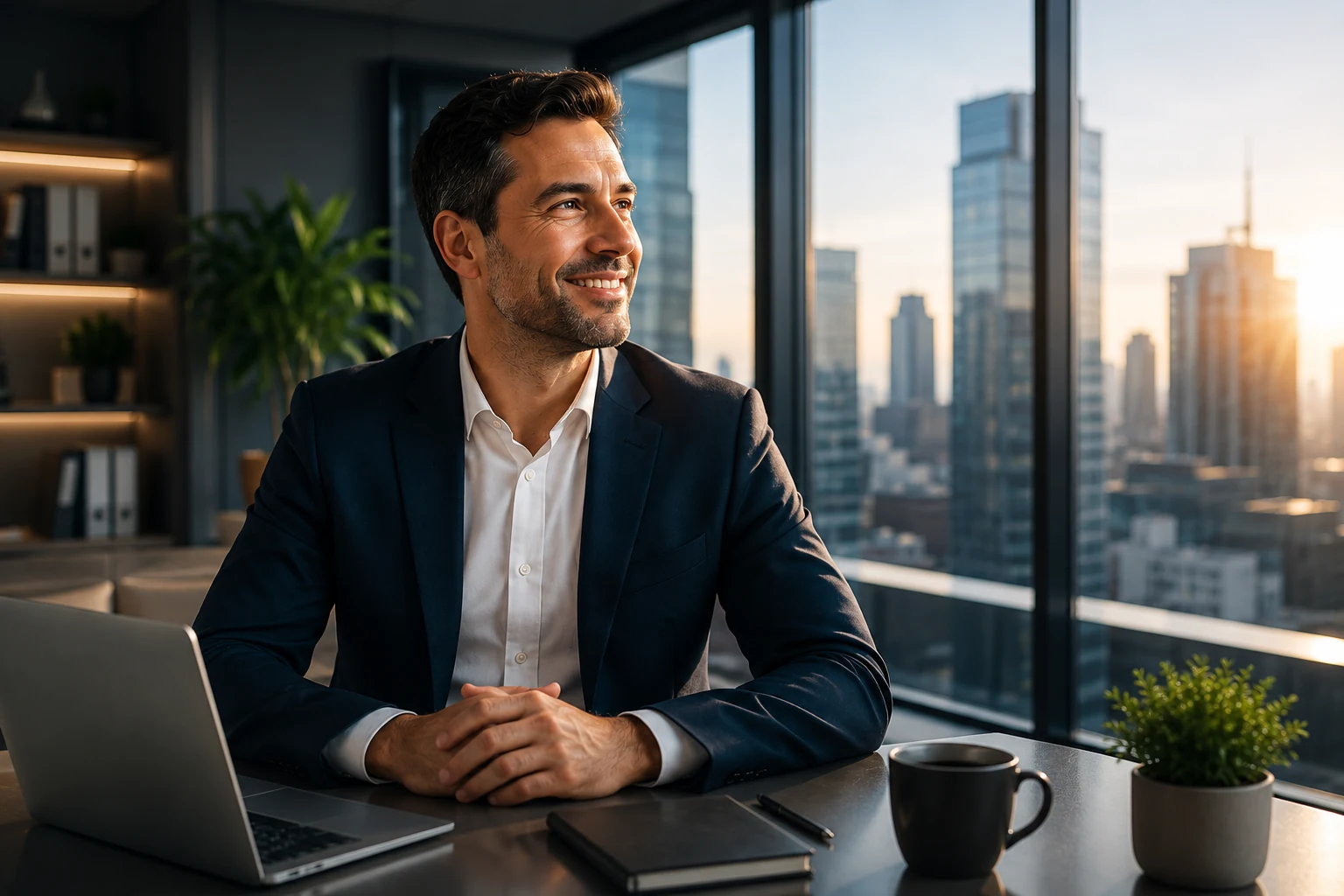 Gutverdienender Angestellter im modernen Büro